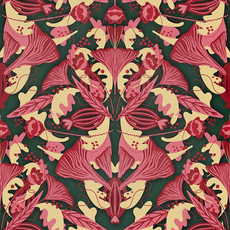 Elegant Pink Botanical Pattern art print by Mela Patterns for $57.95 CAD