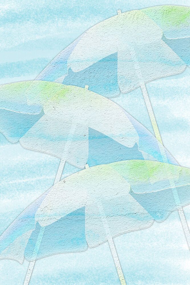 Pastel Beach Umbrellas art print by Martina for $57.95 CAD