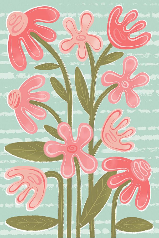 Whimsical Pink Flowers art print by Martina for $57.95 CAD