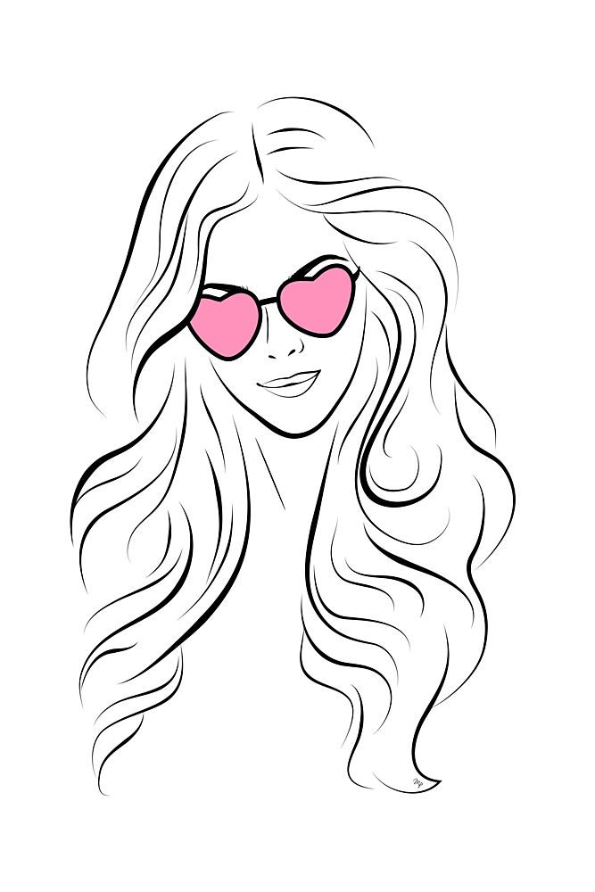 Girl with Heart Sunglasses art print by Martina for $57.95 CAD