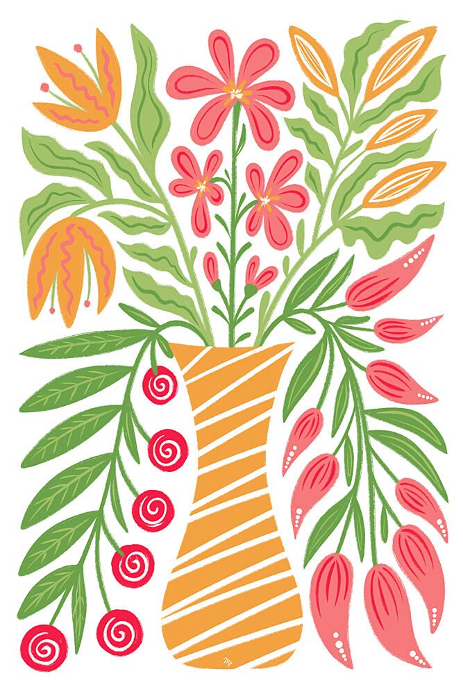 Colorful Floral Vase art print by Martina for $57.95 CAD