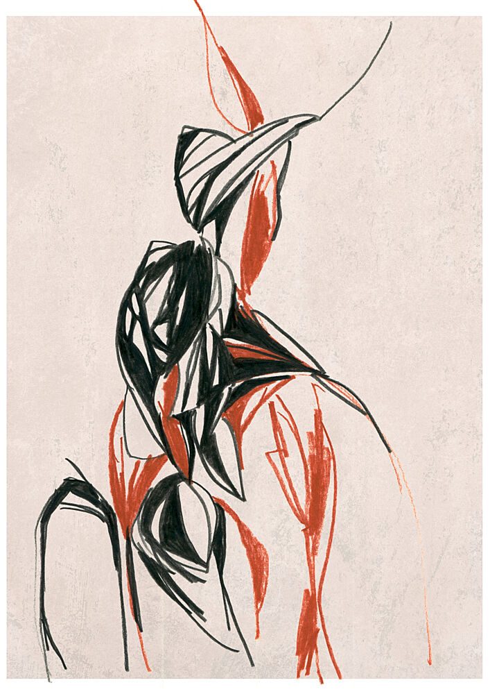 Dynamic Red Black Form art print by Jenja Braun for $57.95 CAD