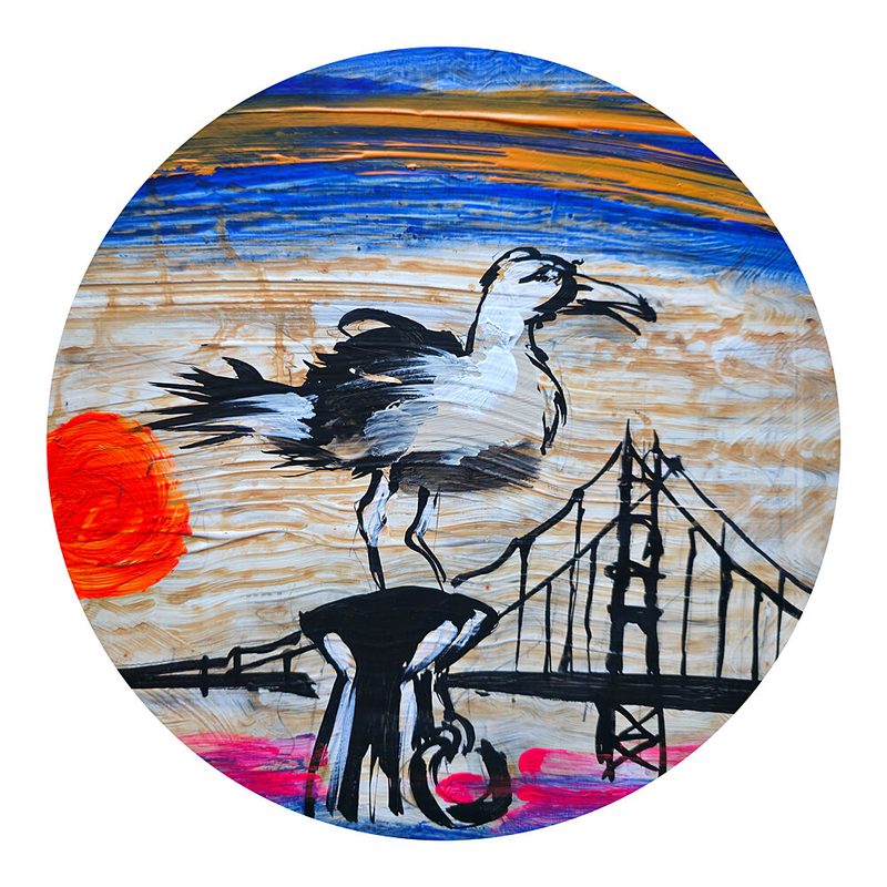 Golden Gate Seagull Watch art print by Kanat Ibragimov for $57.95 CAD