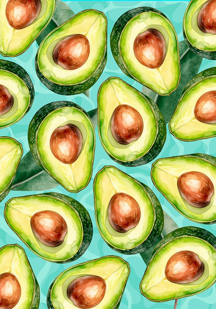 Vibrant Floating Avocados art print by Elizabeth C for $57.95 CAD
