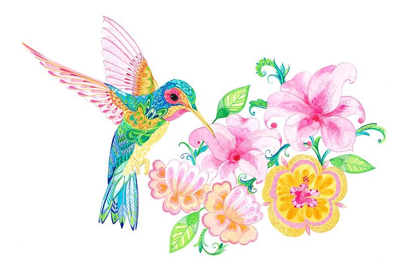 Patterned Hummingbird art print by Isabelle Brent for $57.95 CAD