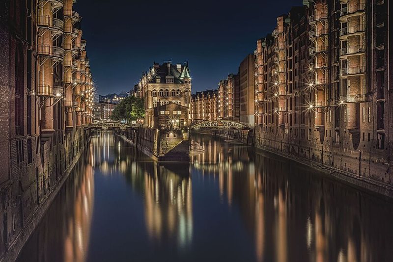 Illuminated Canal City Night art print by Michael Essig for $57.95 CAD