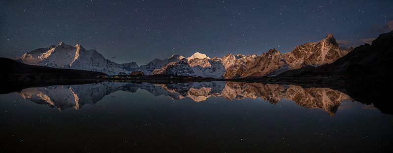Starlit Mountain Reflection art print by April Xie for $57.95 CAD
