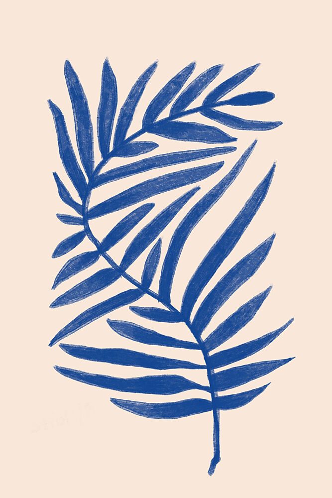 Blue Palm Leaves art print by The Miuus Studio for $57.95 CAD
