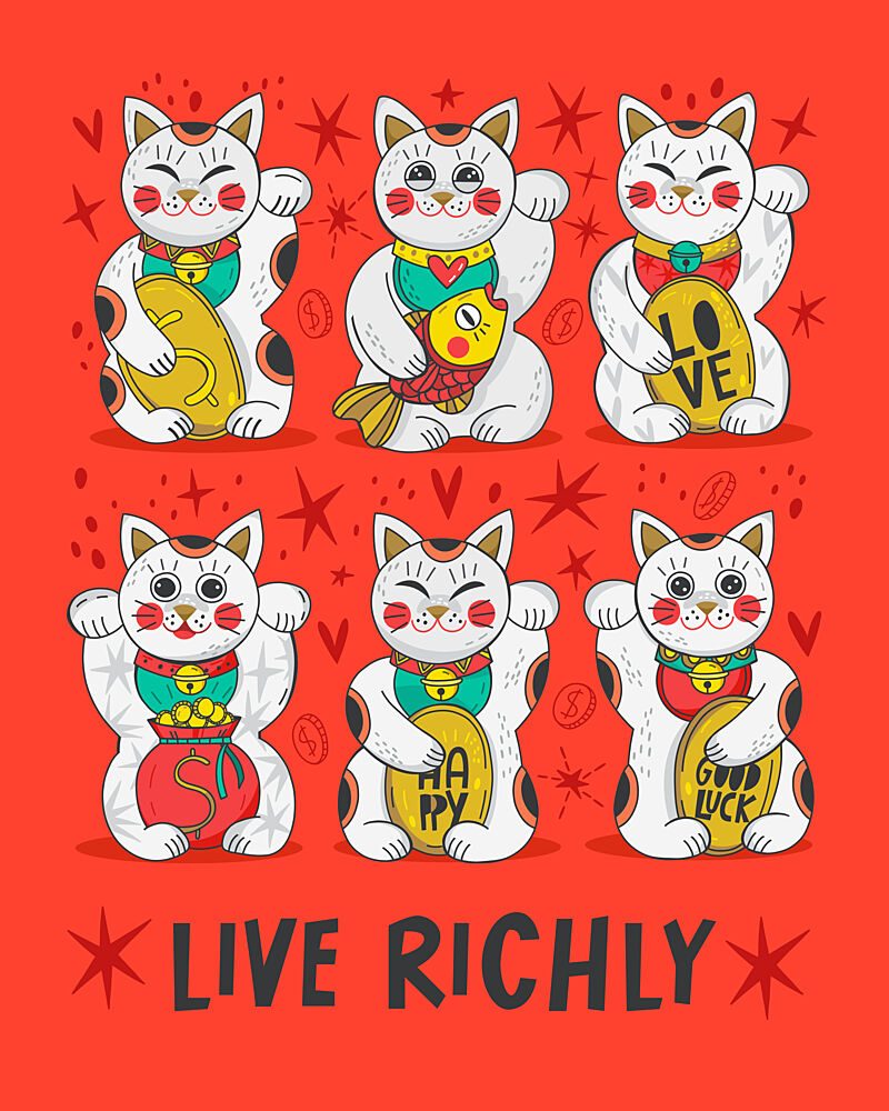 Lucky Maneki Neko Cats art print by Marusha Belle for $57.95 CAD