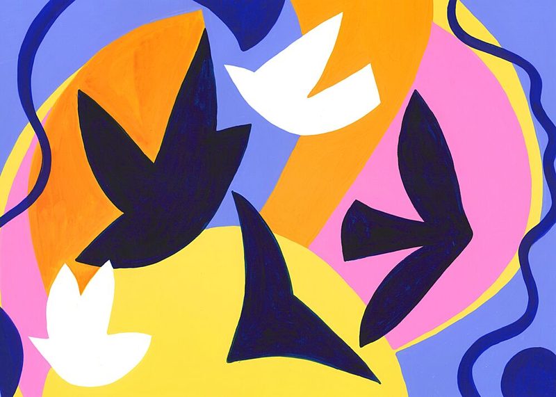 Abstract Blue and White Birds art print by Isabelle Brent for $57.95 CAD