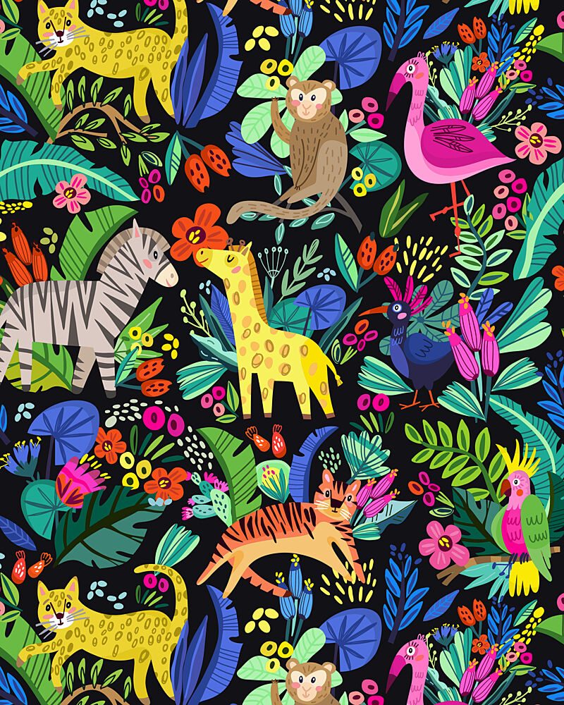 Colorful Jungle Animals art print by Marusha Belle for $57.95 CAD