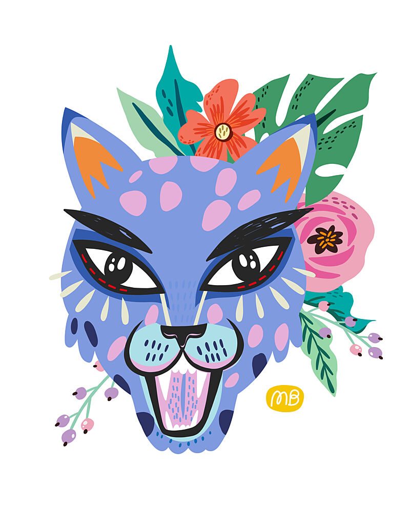 Colorful Jungle Jaguar art print by Marusha Belle for $57.95 CAD