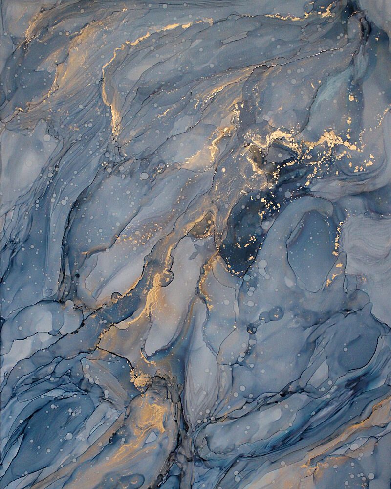 Tranquil Blue Gold art print by Jenny Nielsen for $57.95 CAD