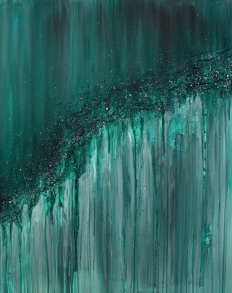 Glittering Teal Cascade art print by Jenny Nielsen for $57.95 CAD