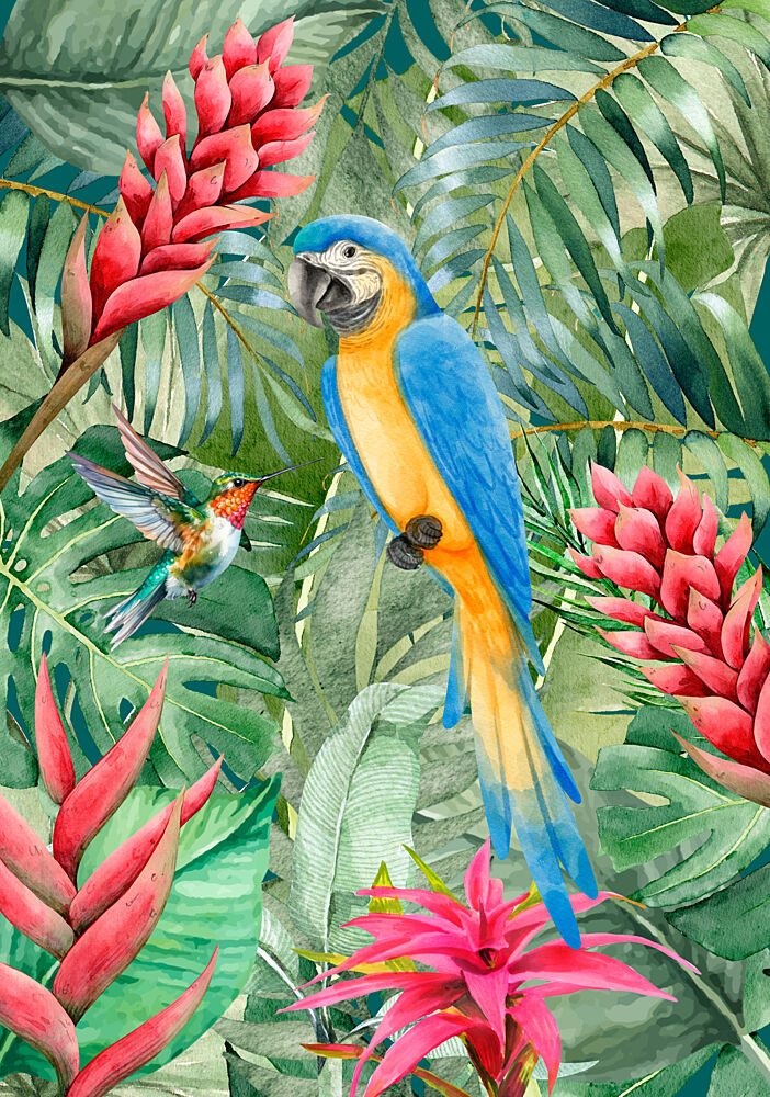 Vibrant Jungle Macaw art print by Elizabeth C for $57.95 CAD