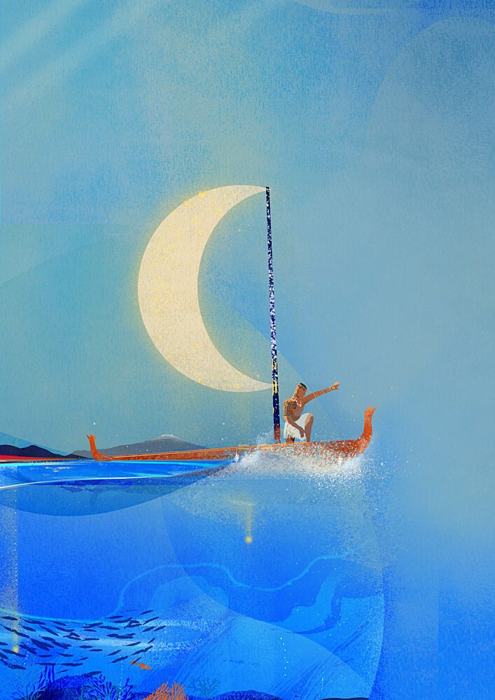 Crescent Moon Sailboat Journey art print by Annelien Smet for $57.95 CAD