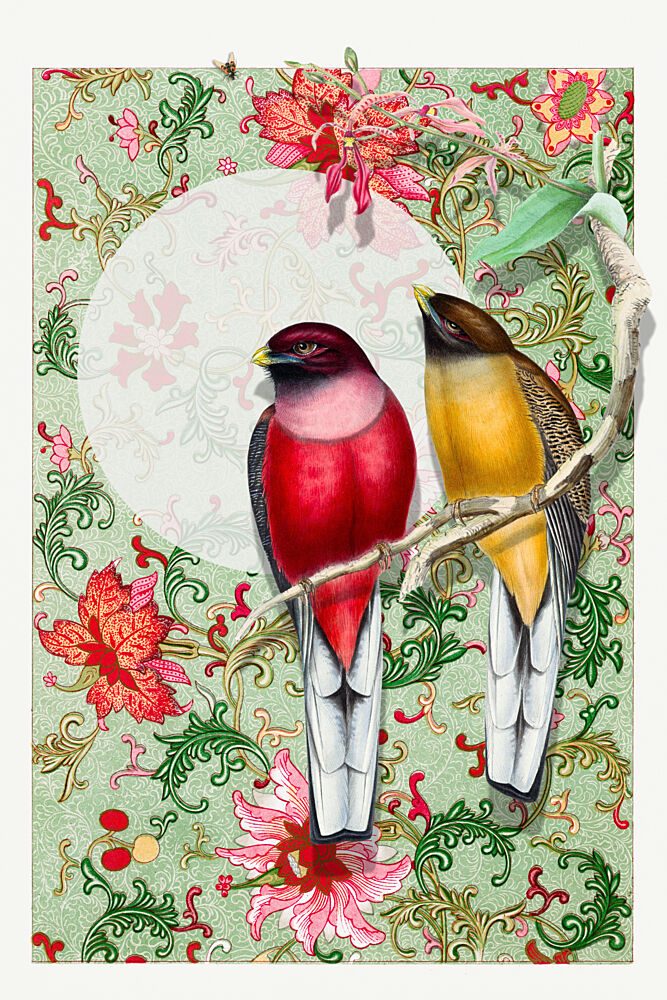 Colorful Chinoiserie Birds art print by Marja van den Hurk for $57.95 CAD