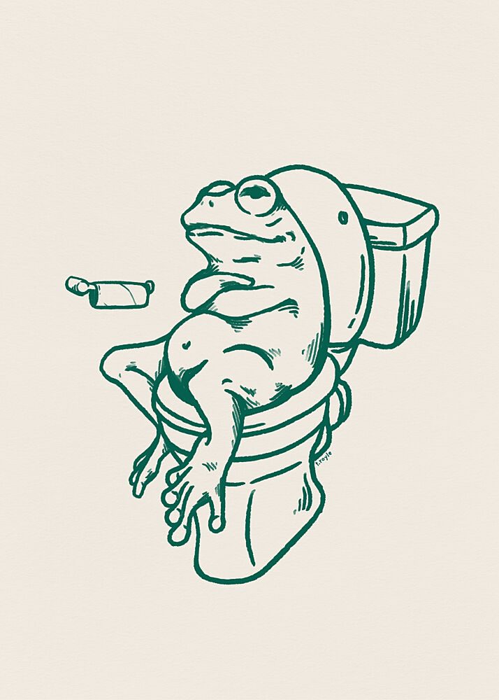 Frogs Bathroom Break art print by Tara Royle for $57.95 CAD
