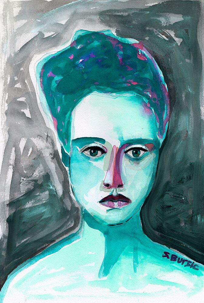 Teal Expressive Portrait art print by Sharyn Bursic for $57.95 CAD