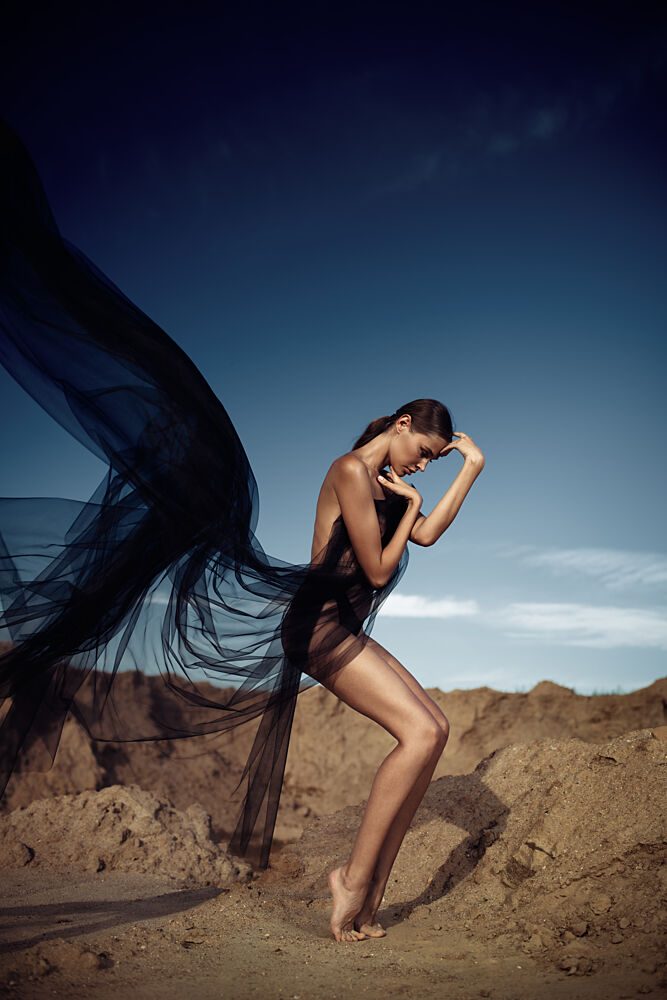 Elegant Woman Desert Sky art print by Rostovskiy Anton for $57.95 CAD