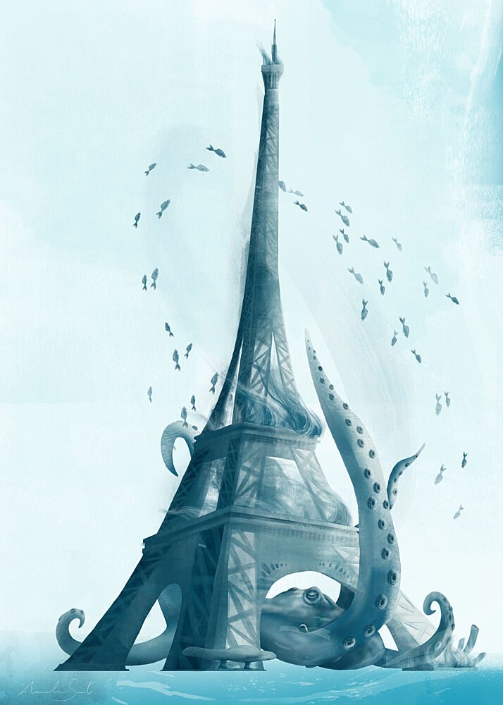 Eiffel Tower Underwater Fantasy art print by Annelien Smet for $57.95 CAD