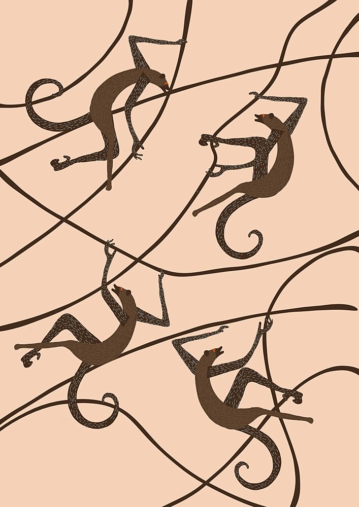 Playful Swinging Monkeys art print by Nicholas for $57.95 CAD