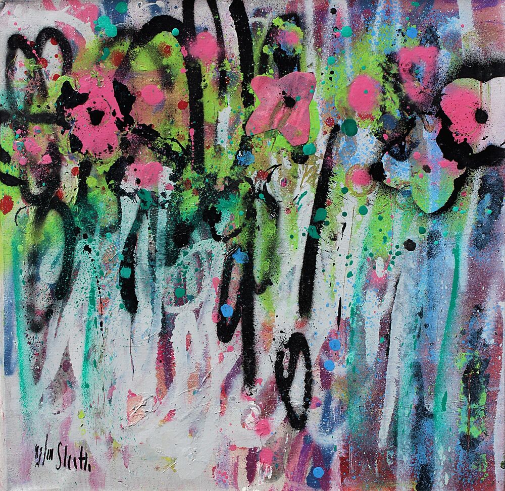 Vibrant Floral Graffiti art print by Wayne Sleeth for $57.95 CAD
