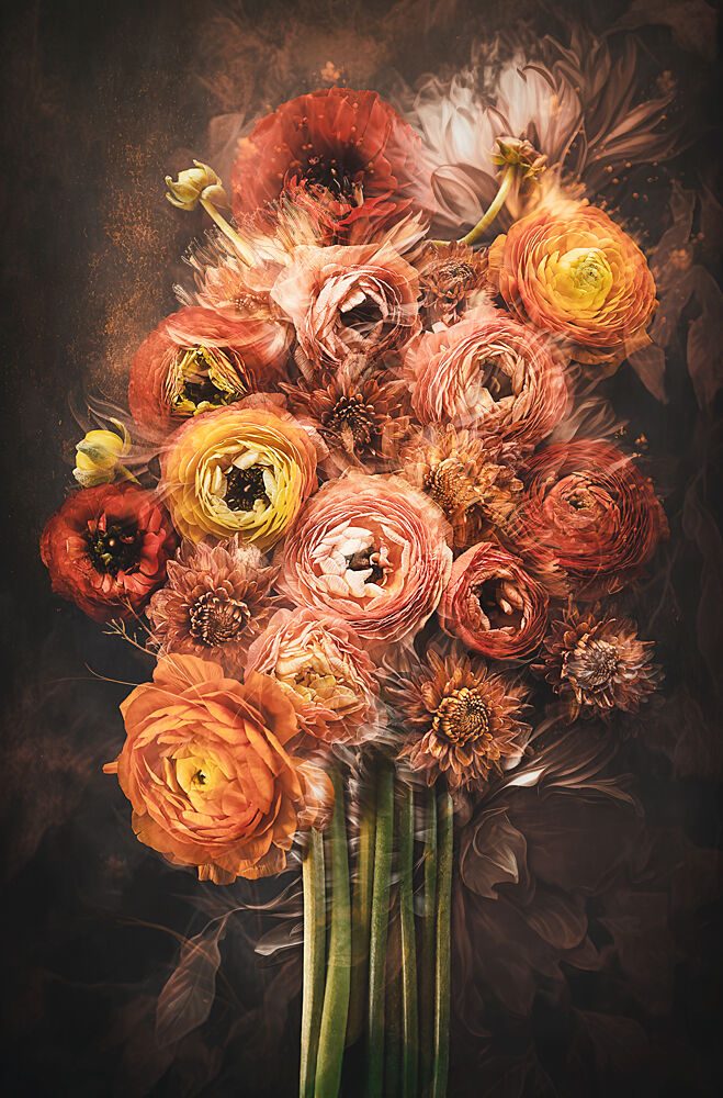 Moody Orange Flowers art print by Michelle Newport for $57.95 CAD
