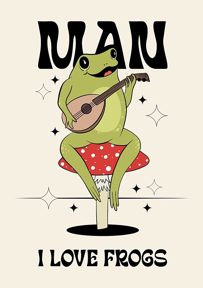 Cute Frog Musician art print by Alina Shulhouskaya for $57.95 CAD