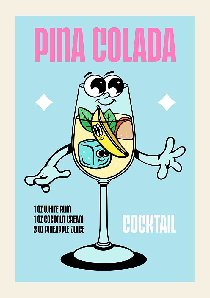 Happy Pina Colada Cocktail art print by Alina Shulhouskaya for $57.95 CAD