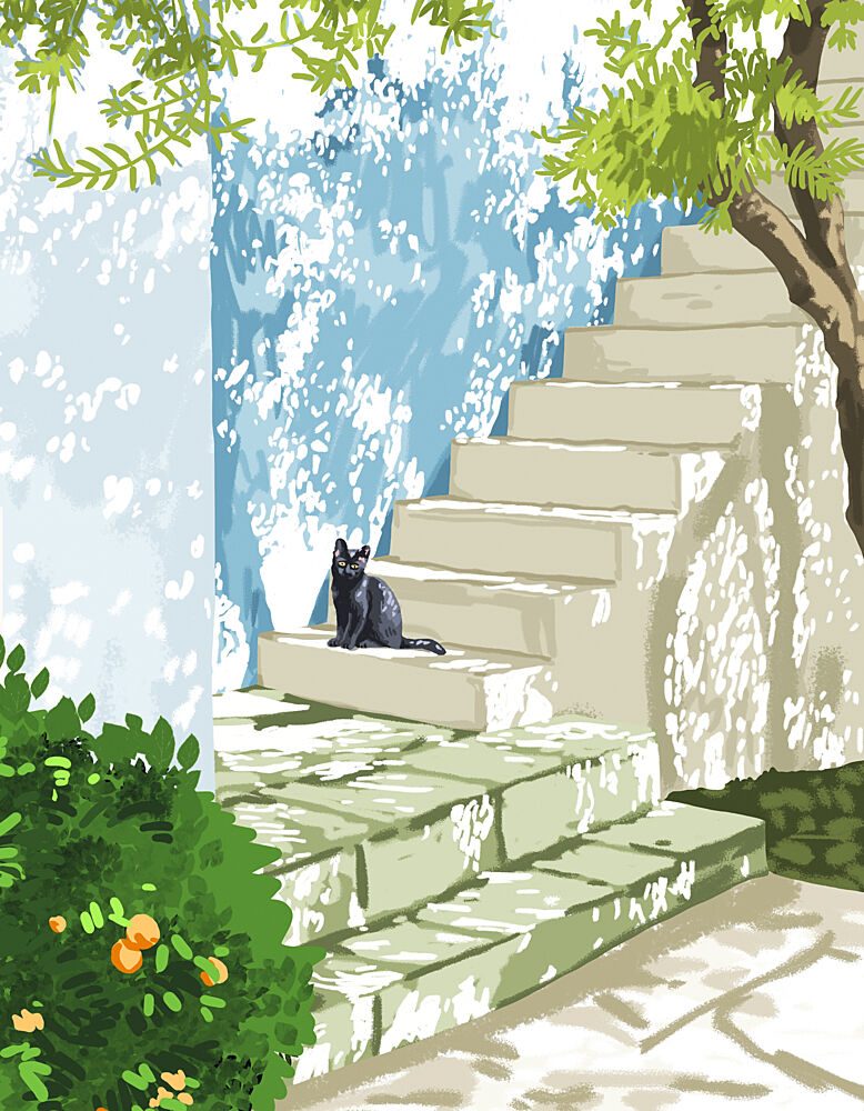Black Cat Sunny Steps art print by Uma Gokhale for $57.95 CAD