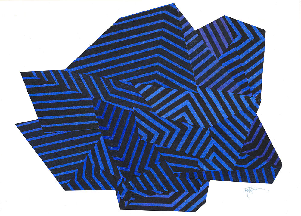 Abstract Blue Stripes art print by Paulina Varregn for $57.95 CAD