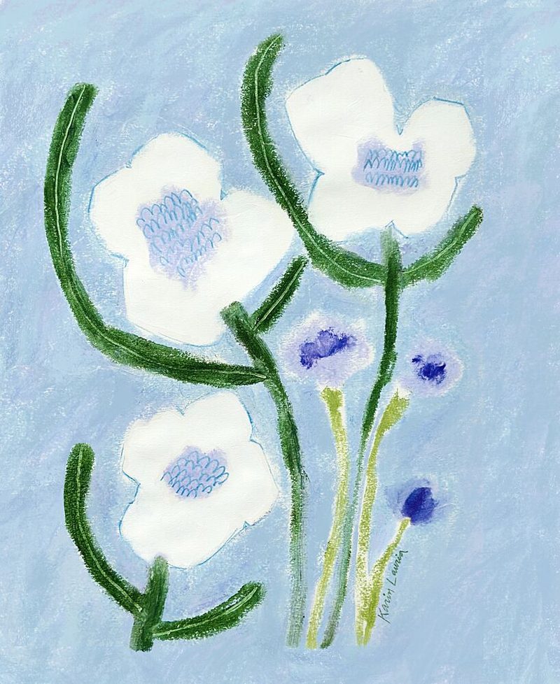 Blue Pastel Flowers art print by Karin Lauria for $57.95 CAD