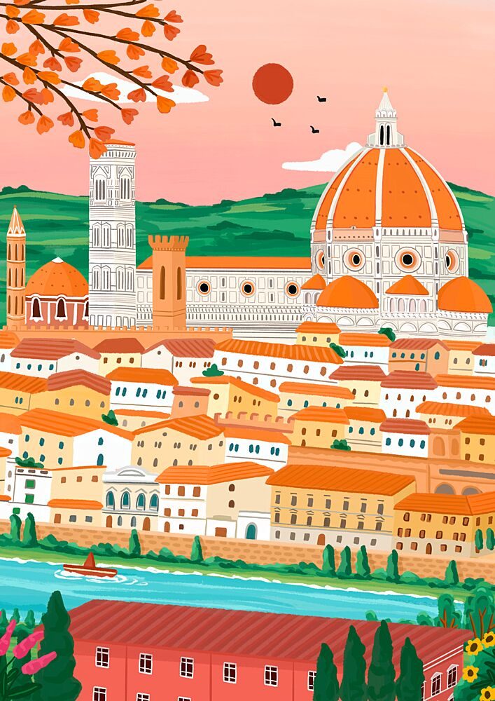 Autumn Florence Cityscape art print by Nidhi Kachhadiya for $57.95 CAD