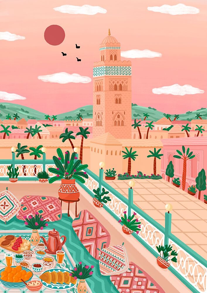 Marrakech Rooftop Breakfast art print by Nidhi Kachhadiya for $57.95 CAD