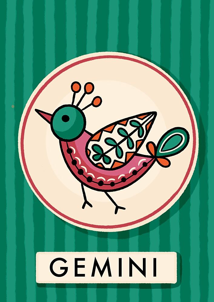 Folk Art Zodiac Bird art print by Nidhi Kachhadiya for $57.95 CAD