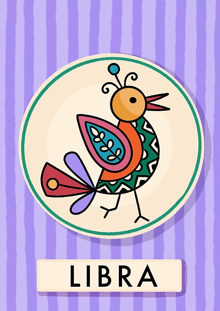Libra Zodiac Bird art print by Nidhi Kachhadiya for $57.95 CAD