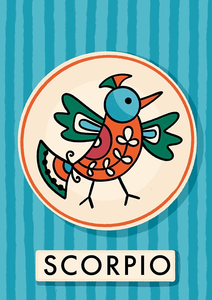 Whimsical Scorpio Bird art print by Nidhi Kachhadiya for $57.95 CAD