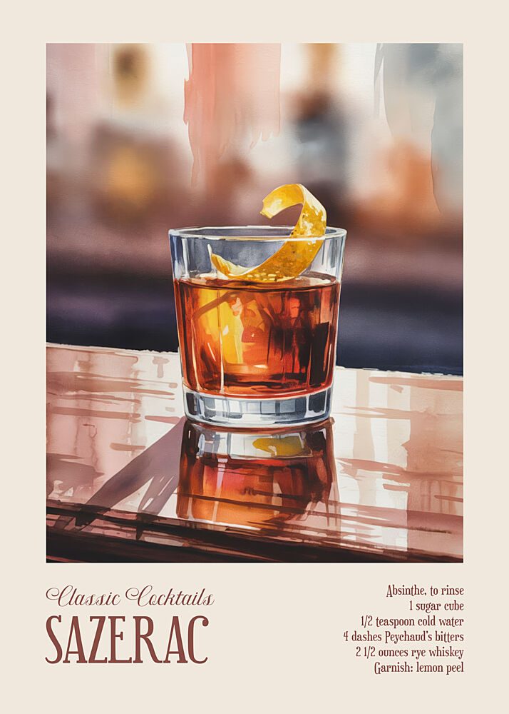 Classic Sazerac Cocktail art print by Andreas Magnusson for $57.95 CAD
