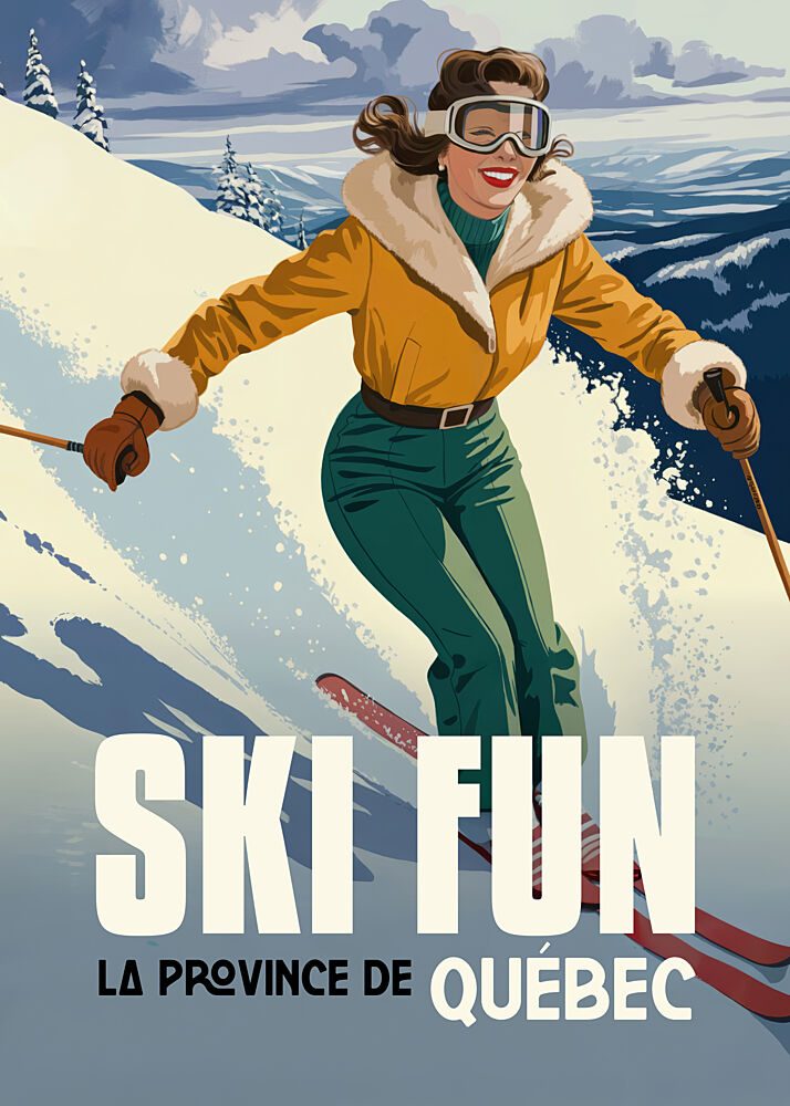 Vintage Quebec Ski Fun art print by Andreas Magnusson for $57.95 CAD