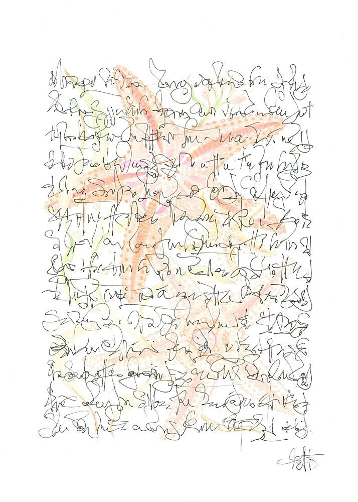 Asemic Writing Starfish Wanderings art print by Isabelle Brent for $57.95 CAD