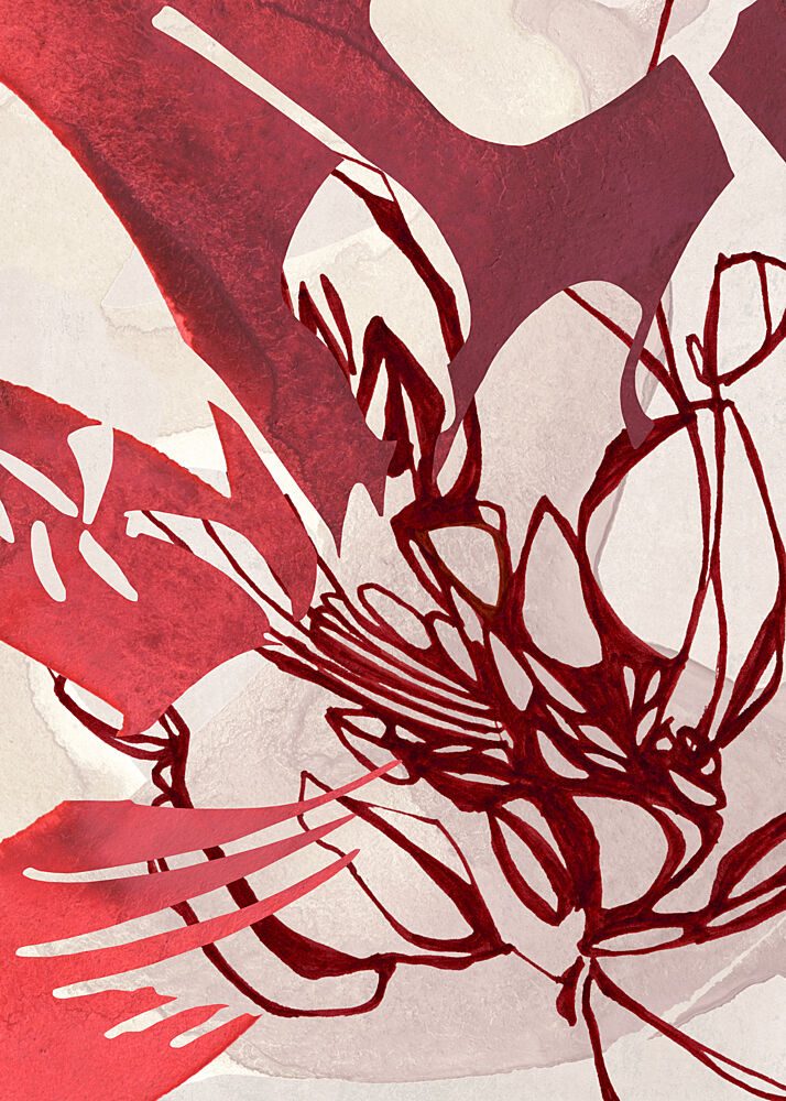 Abstract Red Blooms art print by Jenja Braun for $57.95 CAD