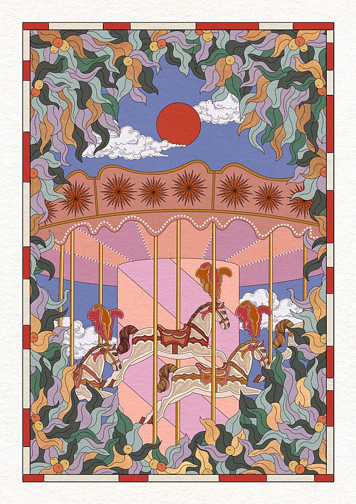 Whimsical Carousel Ride art print by OMG Kitty for $57.95 CAD