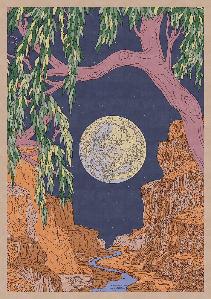 Moonlit Canyon River art print by OMG Kitty for $57.95 CAD