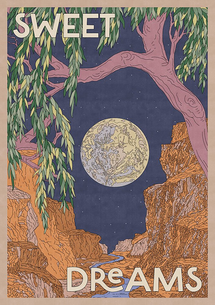 Sweet Dreams Moonlit Canyon art print by OMG Kitty for $57.95 CAD
