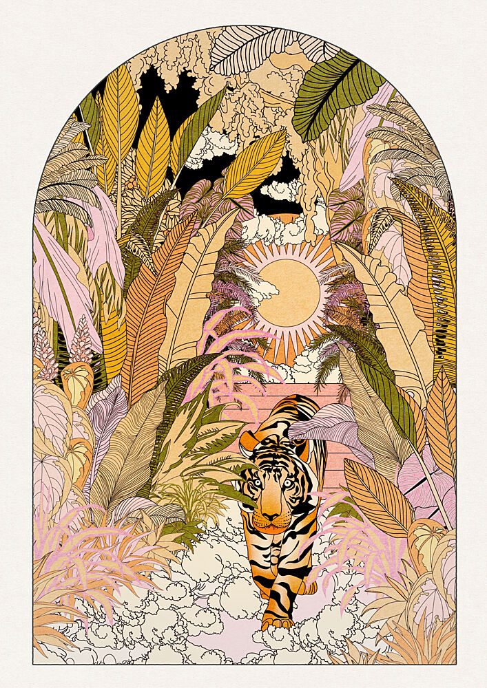 Sunlit Jungle Tiger art print by OMG Kitty for $57.95 CAD
