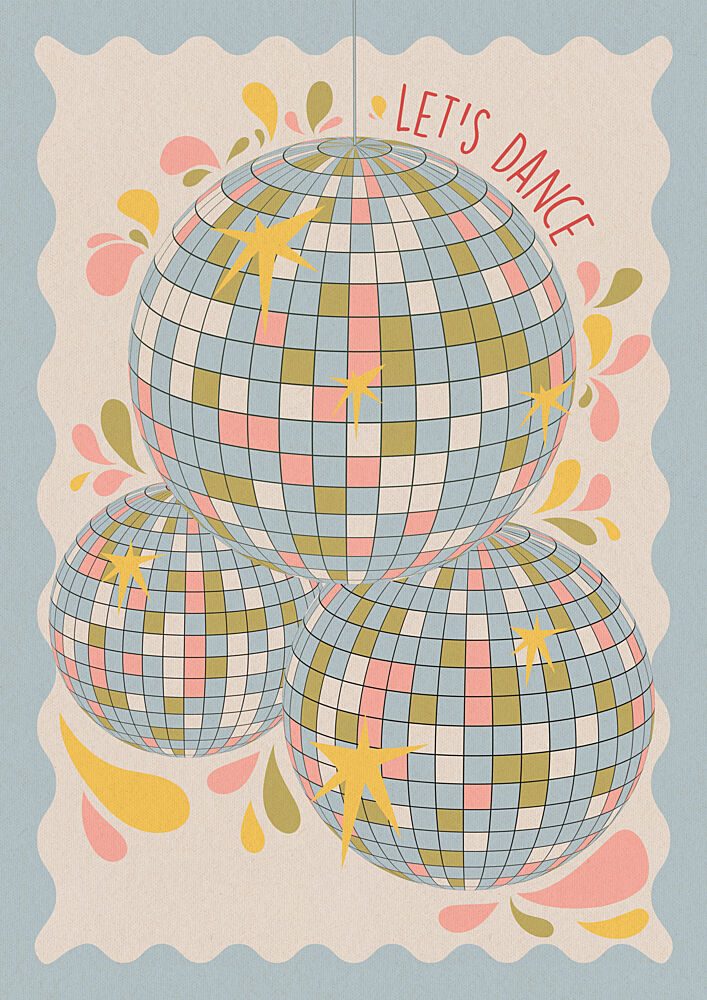 Lets Dance Retro Disco art print by OMG Kitty for $57.95 CAD