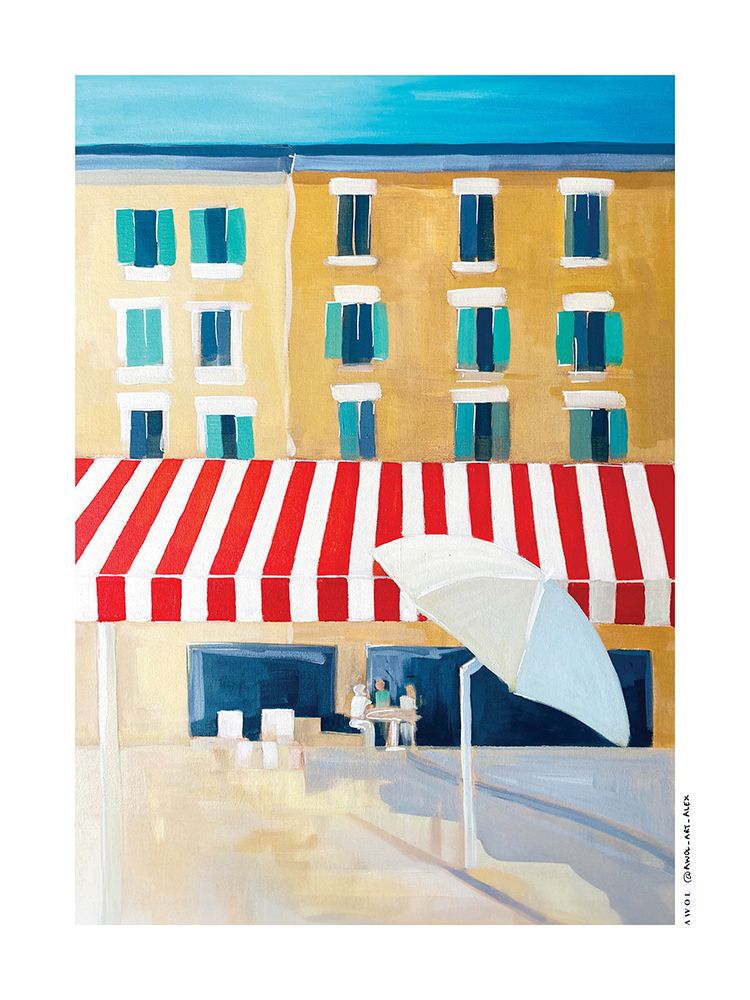 Sunshine a Croissants: French Riviera Summer Painting art print by Awol Art Alex for $57.95 CAD