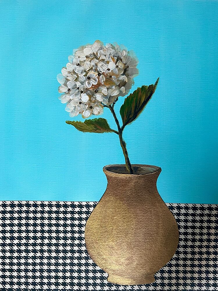 White Floral Gold Vase art print by Marina Kozyr for $57.95 CAD
