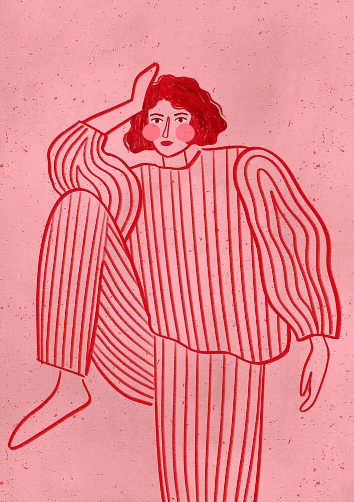 Woman in Pink Stripes art print by Bea Muller for $57.95 CAD